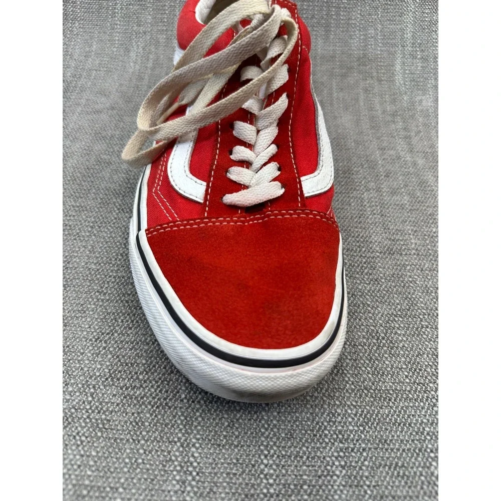 Vans Old Skool Unisex M7.5/W9‎ Skateboarding Shoes Red Suede Athletic Sneakers